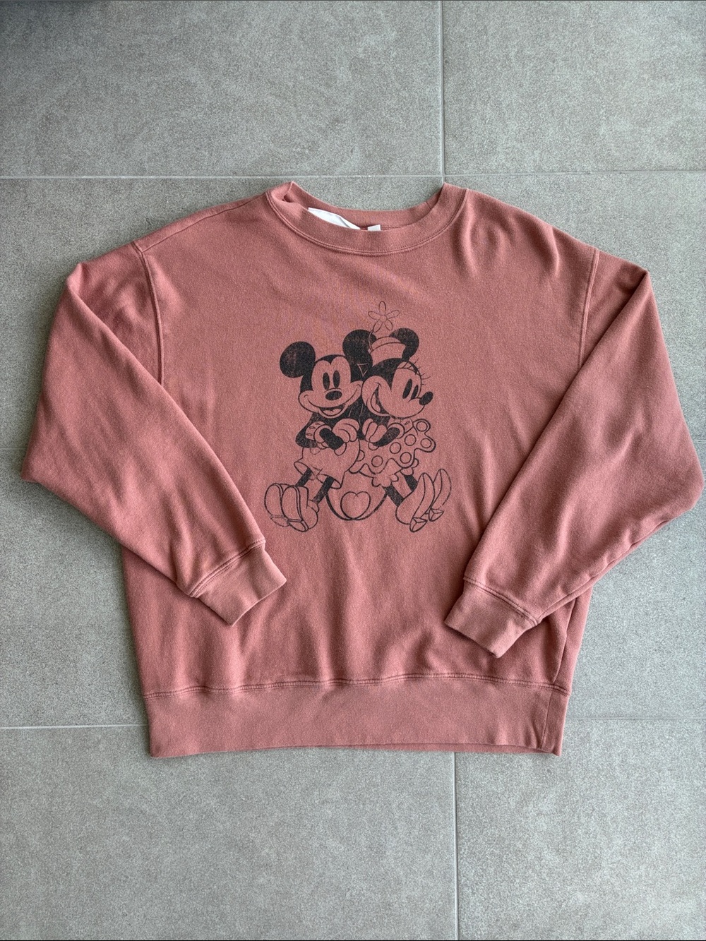 GAP x Disney Dusty Rose Mickey & Minnie Mouse Relaxed Graphic Sweatershirt